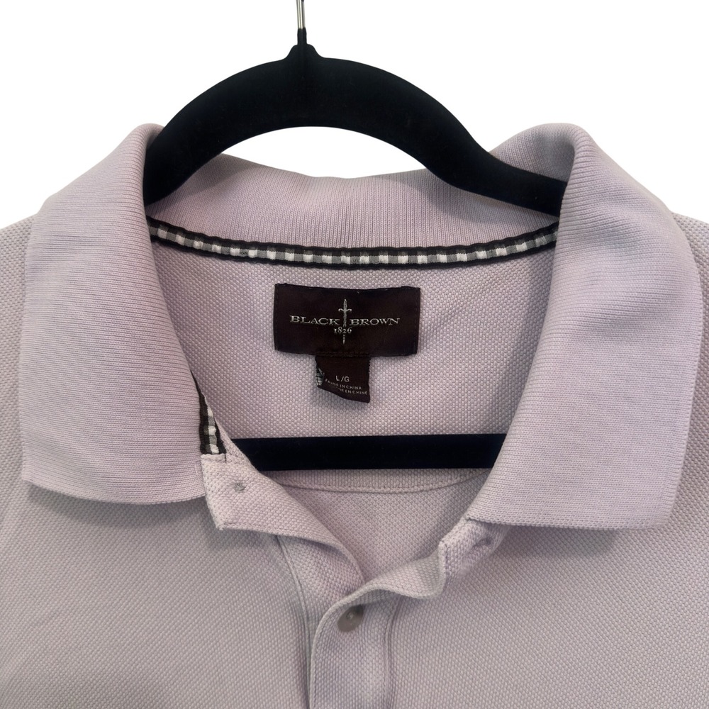 Black Brown 1826 Mens Polo Shirt Lavender Purple Pique Cotton Short Sleeve Large